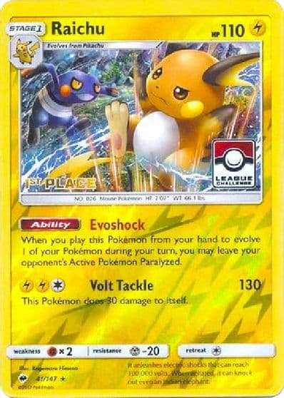 Raichu (League Challenge) [1st Place] League & Championship Cards Pokemon card