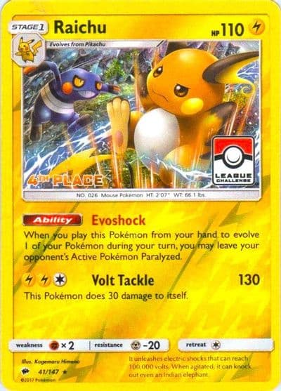 Raichu (League Challenge) [4th Place] League & Championship Cards Pokemon card