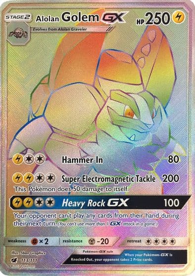 Alolan Golem GX (Secret) SM - Crimson Invasion Pokemon card