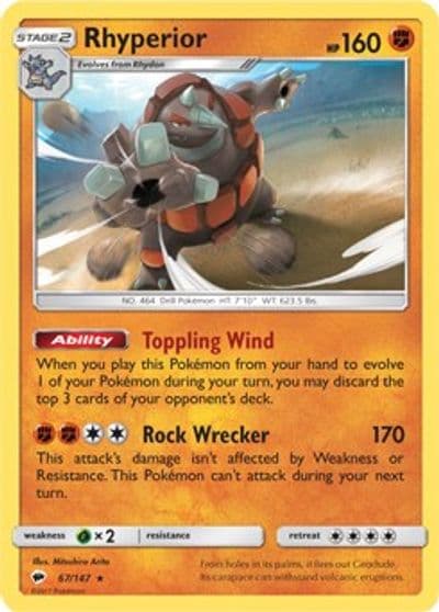 Rhyperior (SM Burning Shadows) Deck Exclusives Pokemon card