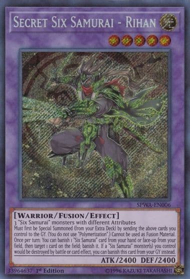 Secret Six Samurai Rihan Spirit Warriors Yu-Gi-Oh! card