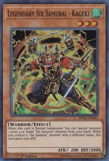 Legendary Six Samurai Kageki Spirit Warriors Yu-Gi-Oh! card