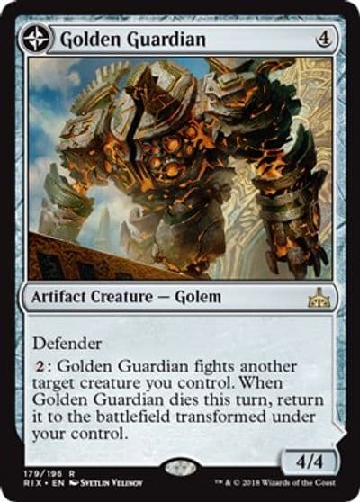 Golden Guardian Rivals of Ixalan Magic card