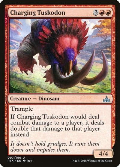 Charging Tuskodon Rivals of Ixalan Magic card