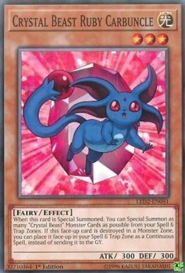 Crystal Beast Ruby Carbuncle Legendary Duelists: Ancient Millennium Yu-Gi-Oh! card