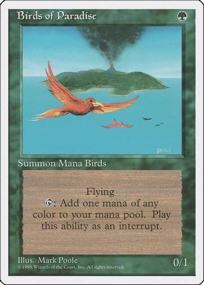 Birds of Paradise Fourth Edition Magic card