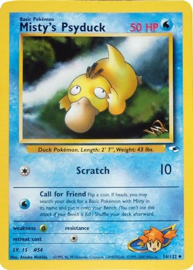 Misty's Psyduck [W Stamped] WoTC Promo Pokemon card