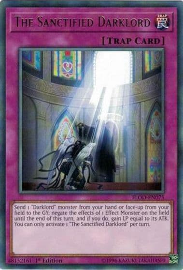 The Sanctified Darklord Flames of Destruction Yu-Gi-Oh! card