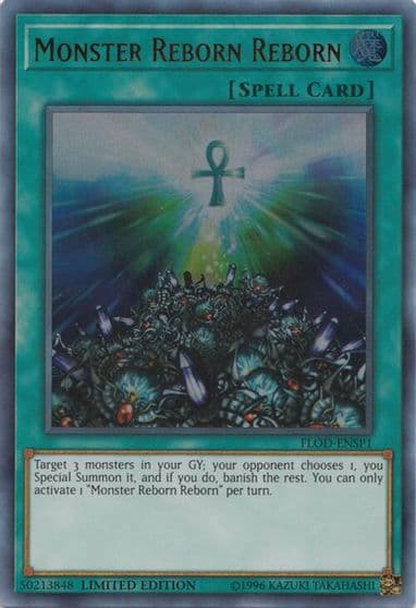 Monster Reborn Reborn FLOD ENSP1 Flames of Destruction Yu-Gi-Oh! card