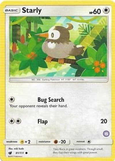 Starly (15) SM Trainer Kit: Alolan Sandslash & Alolan Ninetales Pokemon card