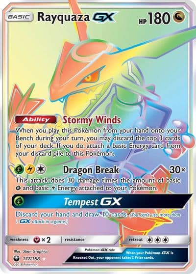 Rayquaza GX (Secret) SM - Celestial Storm Pokemon card