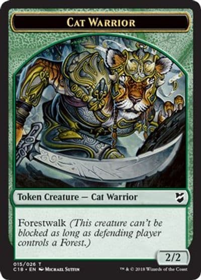 Cat Warrior Worm Double Sided Token Commander 2018 Magic card