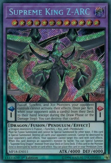 Supreme King Z ARC 2018 Mega-Tins Mega Pack Yu-Gi-Oh! card