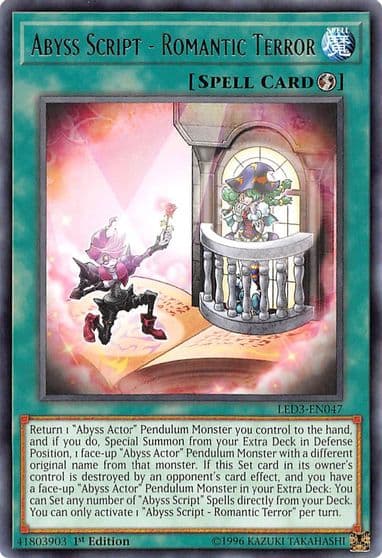 Abyss Script Romantic Terror Legendary Duelists: White Dragon Abyss Yu-Gi-Oh! card