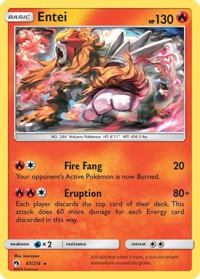 Entei SM - Lost Thunder Pokemon card