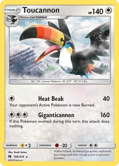 Toucannon SM - Lost Thunder Pokemon card