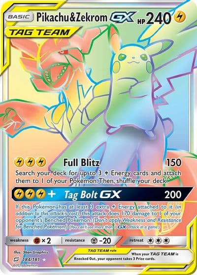 Pikachu & Zekrom GX (Secret) SM - Team Up Pokemon card