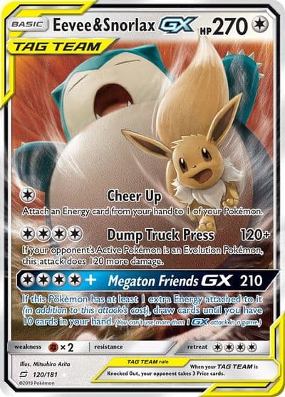 Eevee & Snorlax GX SM - Team Up Pokemon card