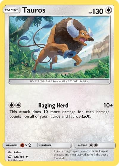 Tauros SM - Team Up Pokemon card