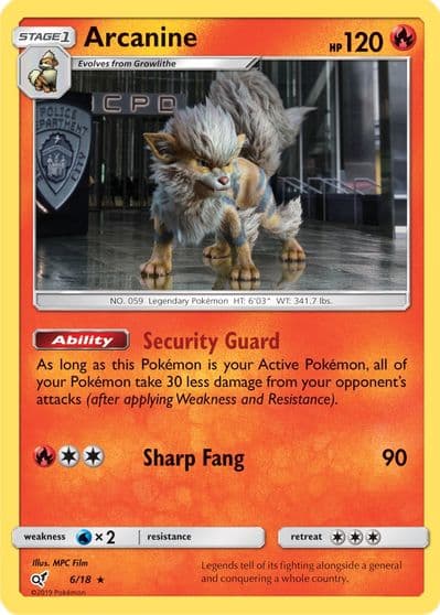 Arcanine Detective Pikachu Pokemon card