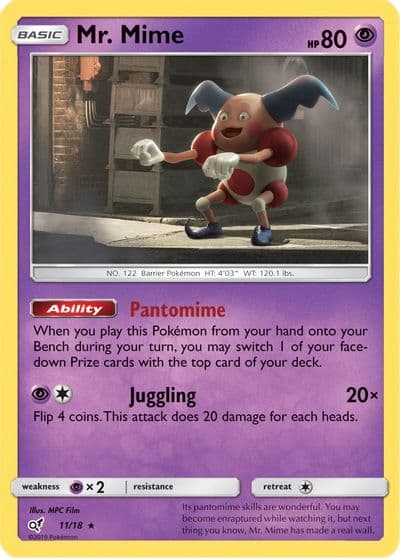 Mr. Mime Detective Pikachu Pokemon card