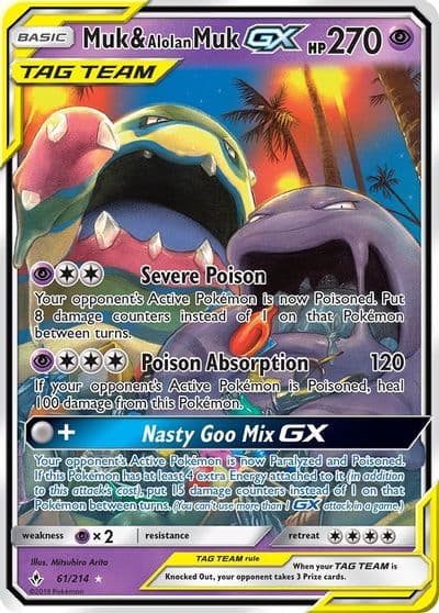 Muk & Alolan Muk GX SM - Unbroken Bonds Pokemon card
