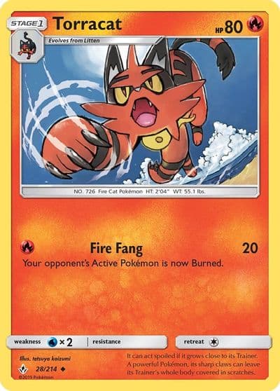 Torracat SM - Unbroken Bonds Pokemon card