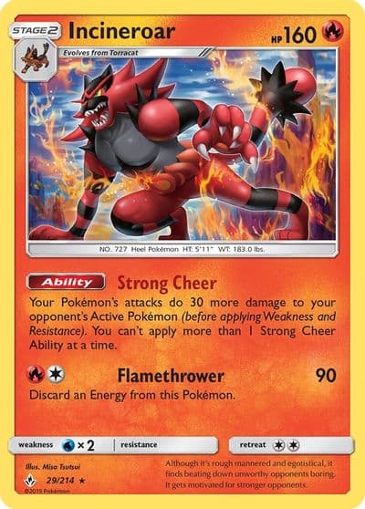 Incineroar SM - Unbroken Bonds Pokemon card