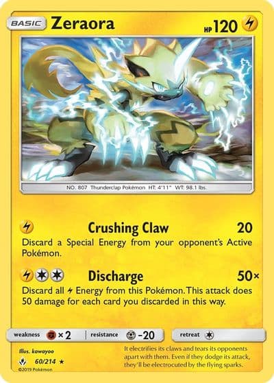 Zeraora SM - Unbroken Bonds Pokemon card