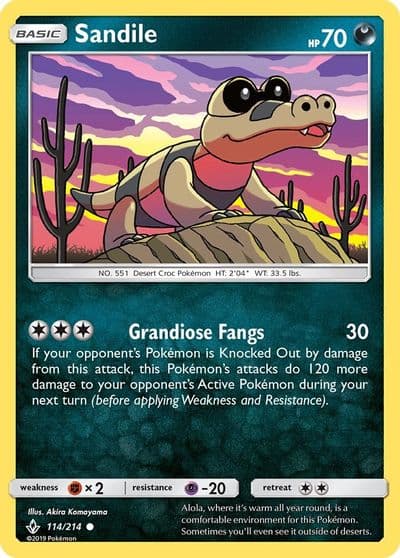 Sandile (114) SM - Unbroken Bonds Pokemon card