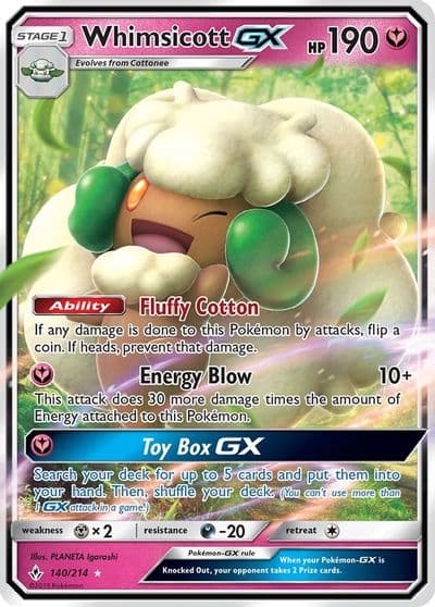 Whimsicott GX SM - Unbroken Bonds Pokemon card