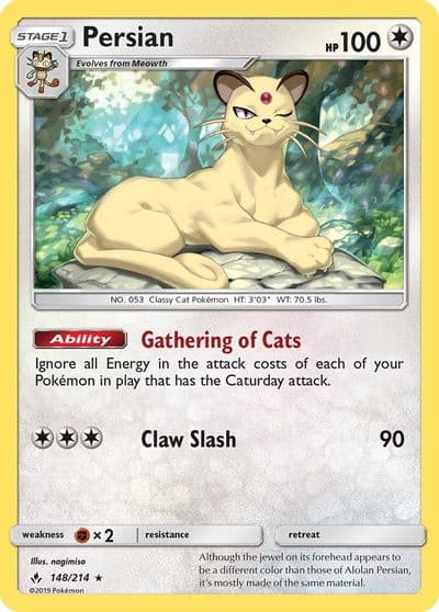 Persian SM - Unbroken Bonds Pokemon card