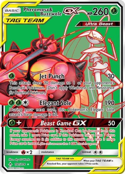 Pheromosa & Buzzwole GX (191) (Full Art) SM - Unbroken Bonds Pokemon card