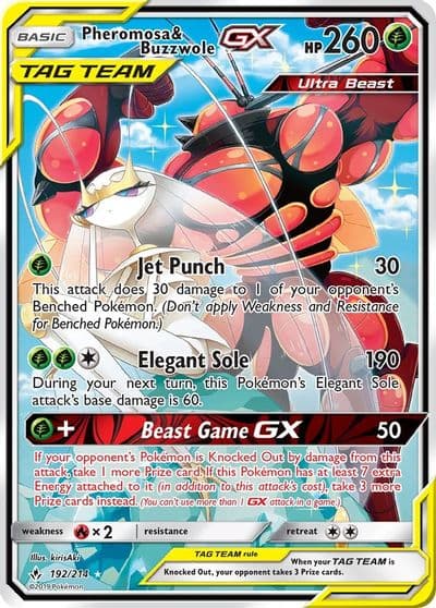 Pheromosa & Buzzwole GX (192) (Alternate Full Art) SM - Unbroken Bonds Pokemon card