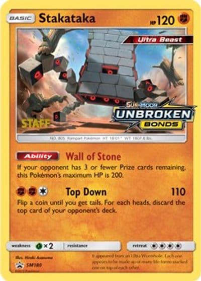 Stakataka - SM180 (Prerelease) [Staff] SM Promos Pokemon card