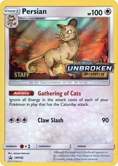 Persian - SM182 (Prerelease) [Staff] SM Promos Pokemon card