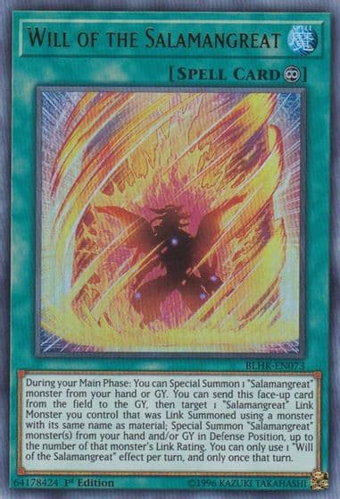 Will of the Salamangreat Battles of Legend: Hero's Revenge Yu-Gi-Oh! card