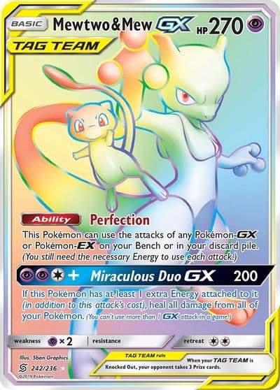 Mewtwo & Mew GX (Secret) SM - Unified Minds Pokemon card