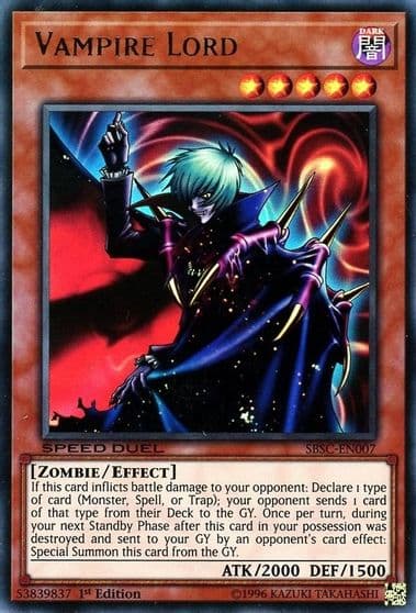 Vampire Lord Speed Duel: Scars of Battle Yu-Gi-Oh! card
