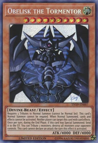 Obelisk the Tormentor 2019 Gold Sarcophagus Tin Yu-Gi-Oh! card
