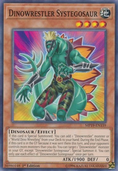 Dinowrestler Systegosaur 2019 Gold Sarcophagus Tin Mega Pack Yu-Gi-Oh! card