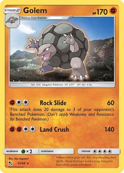 Golem Hidden Fates Pokemon card