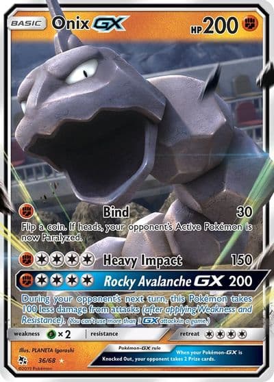 Onix GX Hidden Fates Pokemon card