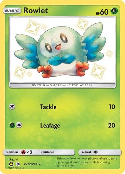 Rowlet Hidden Fates: Shiny Vault Pokemon card