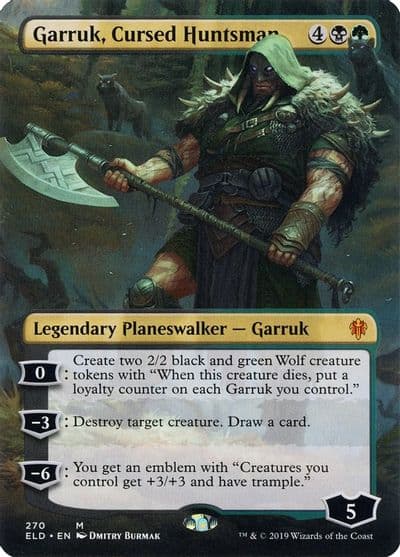 Garruk Cursed Huntsman Borderless Throne of Eldraine Magic card