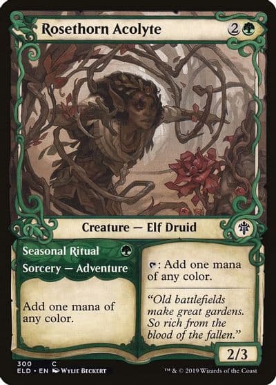 Rosethorn Acolyte Showcase Throne of Eldraine Magic card