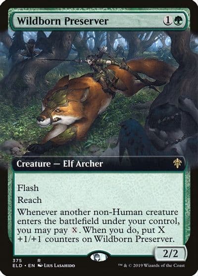 Wildborn Preserver Extended Art Throne of Eldraine Magic card