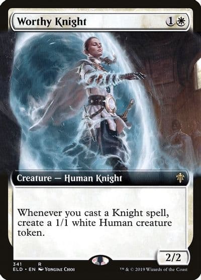 Worthy Knight Extended Art Throne of Eldraine Magic card