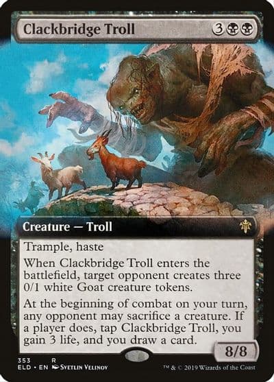 Clackbridge Troll Extended Art Throne of Eldraine Magic card