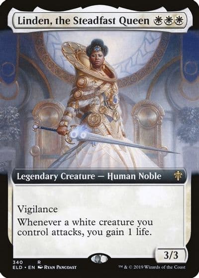 Linden the Steadfast Queen Extended Art Throne of Eldraine Magic card